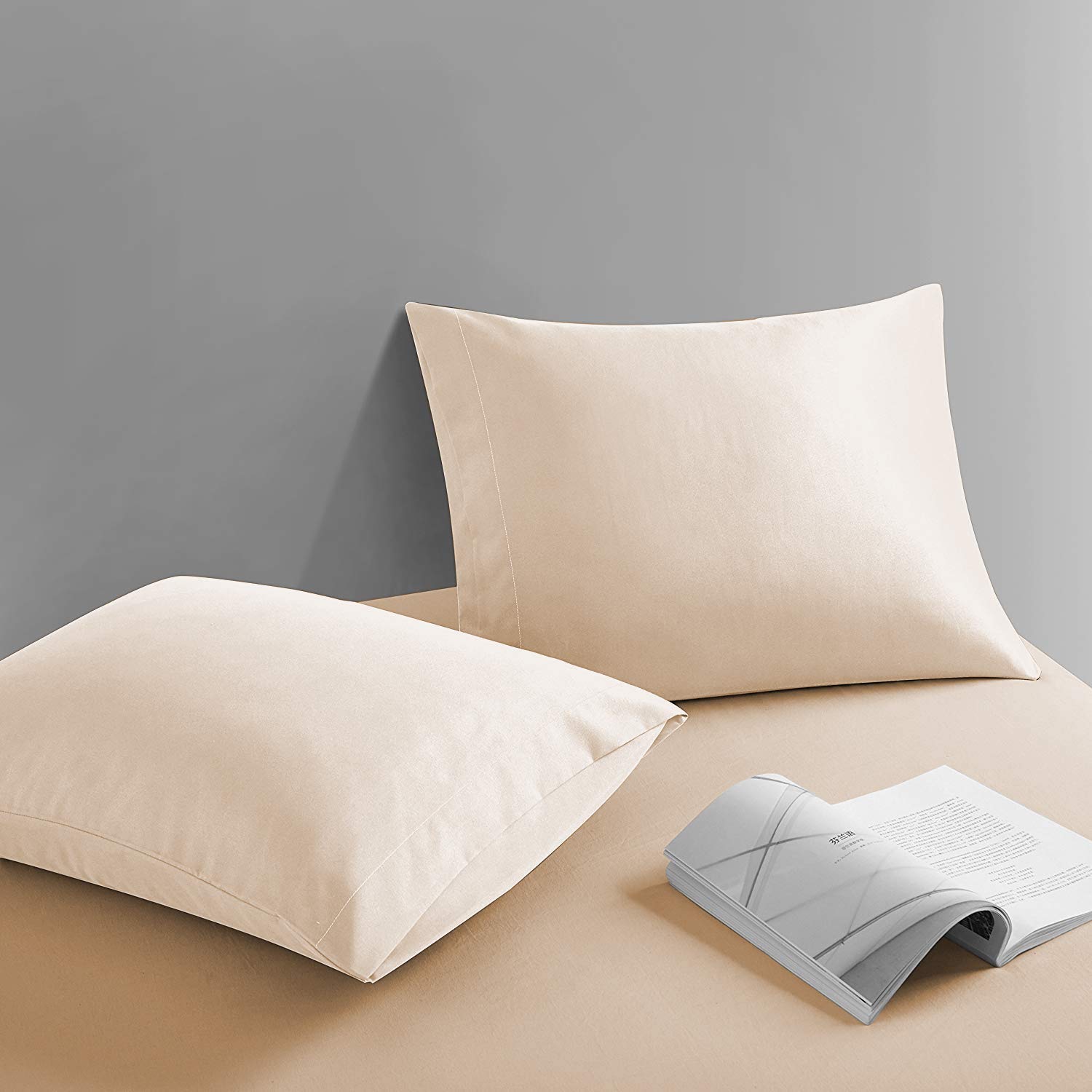 THREAD SPREAD 100% Egyptian Cotton Pillow Shams with Envelope Closure 1000 Thread Count Sateen Weave 2 PCs (26'' x 26'', Ivory)