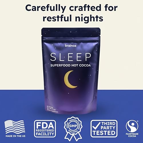 Miniatura 8 de Brainoa Cacao para dormir para los amantes del chocolate  Con glicinato de magnesio, Ashwagandha, hongo Reishi y L-teanina  Bebida para dormir para