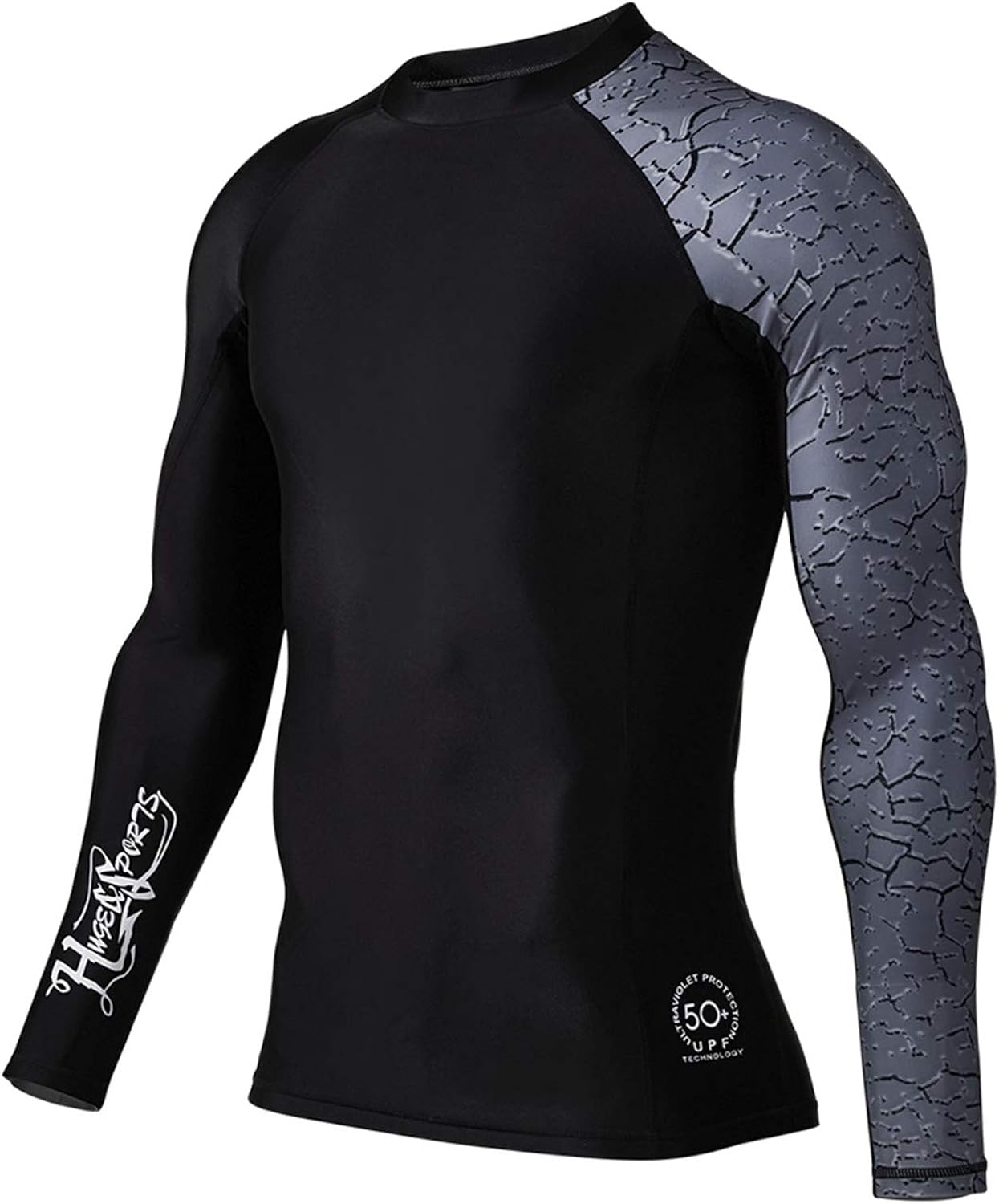 ADOREISM Men's Splice Compression Long Sleeve Rash Guard Surf Swim Shirt UV Sun Protection UPF 50+: Clothing