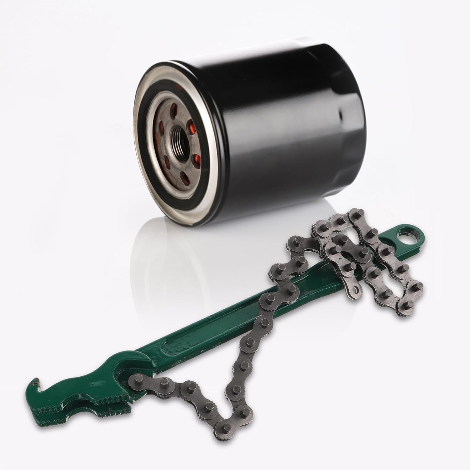 Heavy-duty Ratcheting Chain Wrench and Oil Filter Strap Wrench 12-inch 2pcs Set with Cast Handle for Automotive Repair and Water Filter Removal