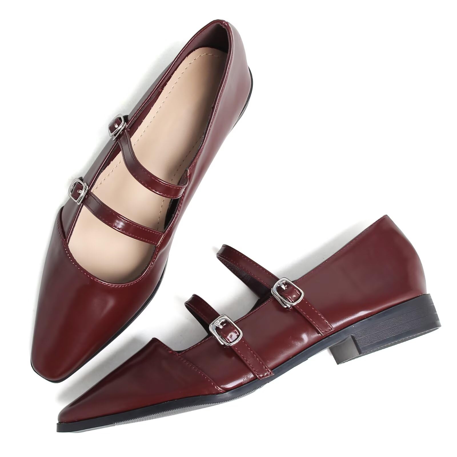 Dear Time Women's Mary Jane Pumps Shoes Low Chunky Heeled Ankle Strap Vintage Work Shoes