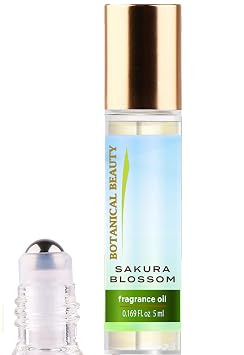 Botanical Beauty SAKURA BLOSSOM FRAGRANCE OIL ROLL-ON 0.169 Fl.oz 5 ml Rollerball Perfume, Alcohol-Free, Long Lasting