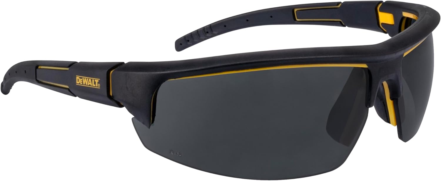 DEWALT DPG109 Architect™ Half Frame Adult-Unisex Polarized Safety Glass with Anti-Slip, UV and Impact Protection - Black Frame - Smoke Pol Lens