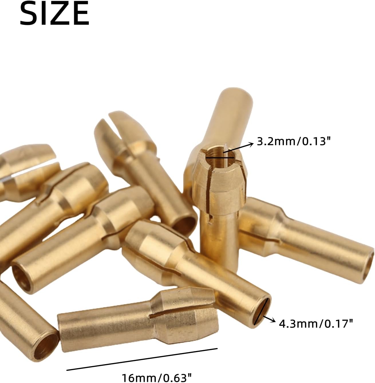 dophee 10pcs Brass Collet Nut Adapter 3.2mm Replacement for Dremel Durable Drill Rotary Tools