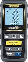General Tools TS01 100ft Bluetooth Laser Distance Measurer - Area, Volume, Real-Time Measurements, 1/16in Accuracy