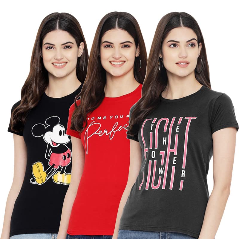 Preneum T-shirt pour femme, Noir, rouge et noir, 34