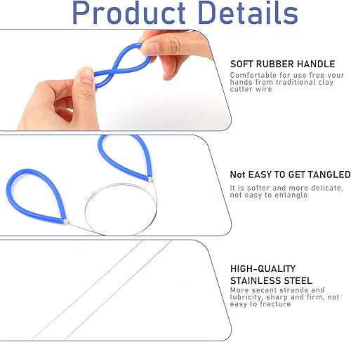 Miniatura 7 de 2 piezas de cortador de arcilla de alambre de acero, cortadores de arcilla de alambre de rueda de corte de alambre, herramientas de cerámica de