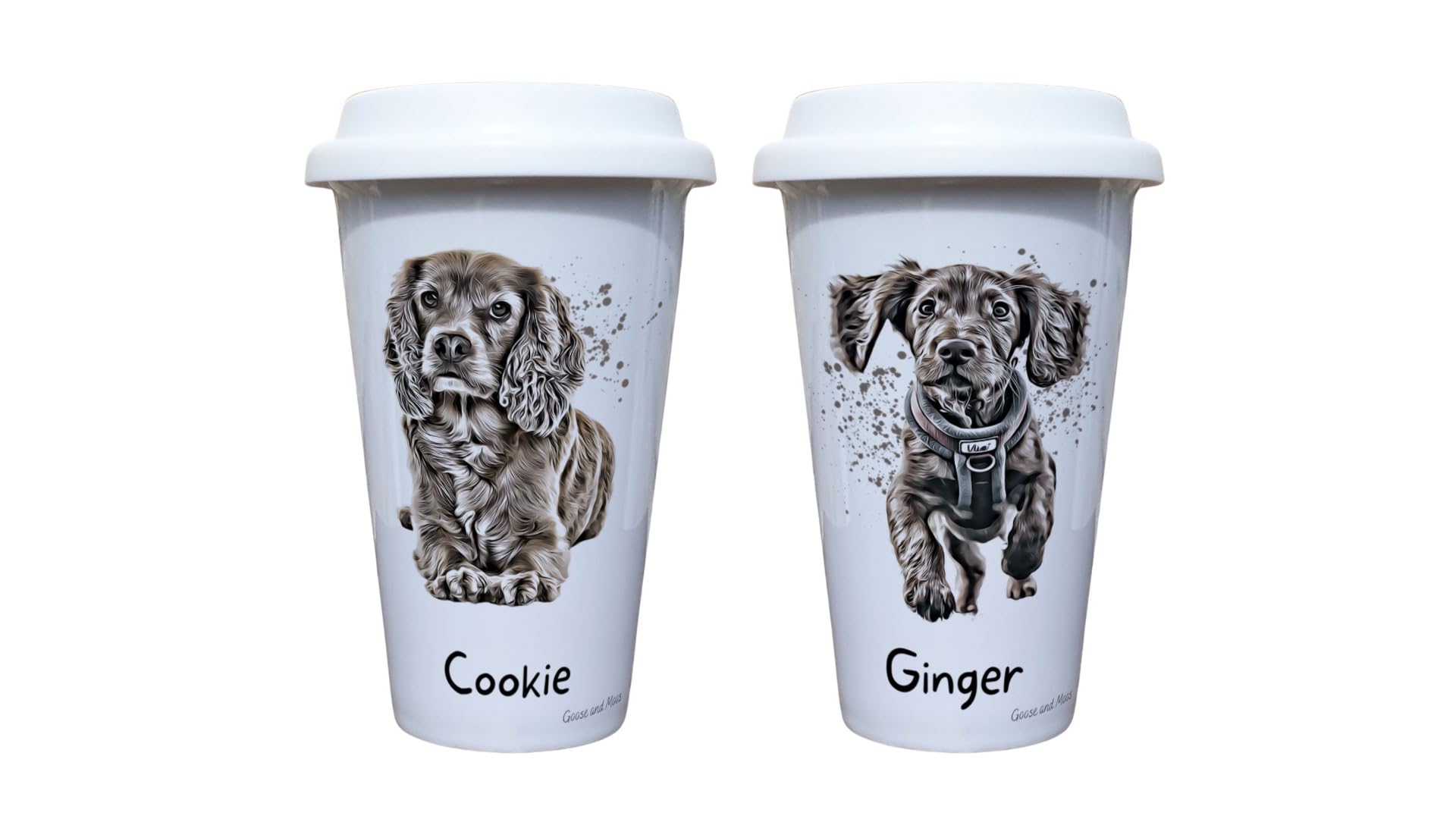 Golden Cocker Spaniel Dog Travel Mug Personalised - Gift for Dog Owners & Lover - Personalised Dog Thermal Ceramic Insulated Travel Mug (Cookie)