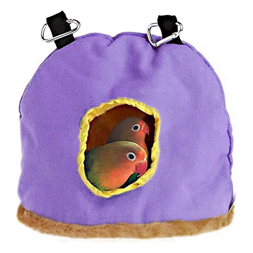 Voarge Nido Colgante para pájaros, Invierno cálido Nido de pájaro Jaula, Felpa de Invierno para Pájaros Casa de Peluche para Animales Pequeños, El tamaño del Color es Opcional (M, Gris Verde) — view 8
