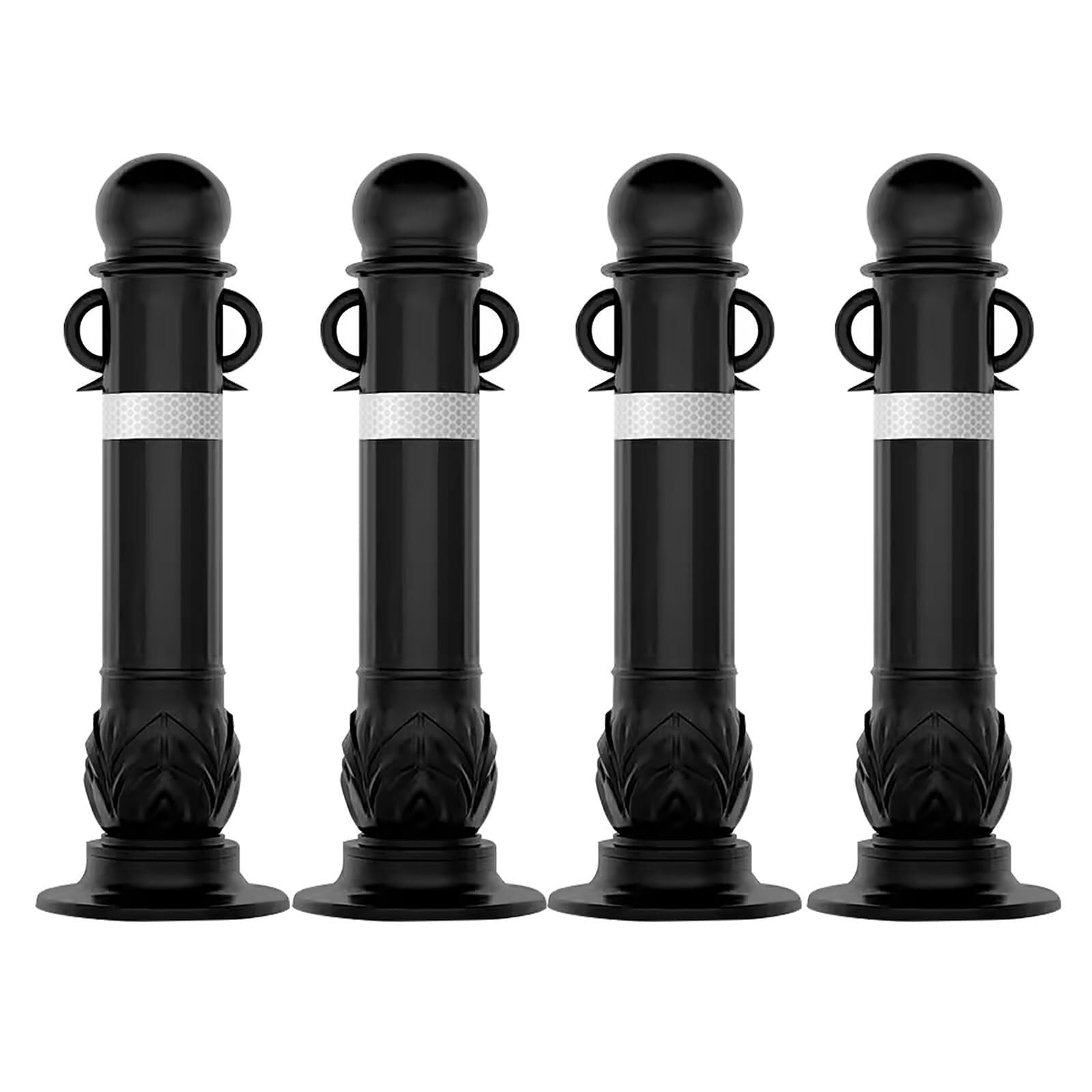 HCZKIUJY Parking Barrier Black Safety Traffic Caution Cones with Reflective Bands for Construction Sites (4 pack)