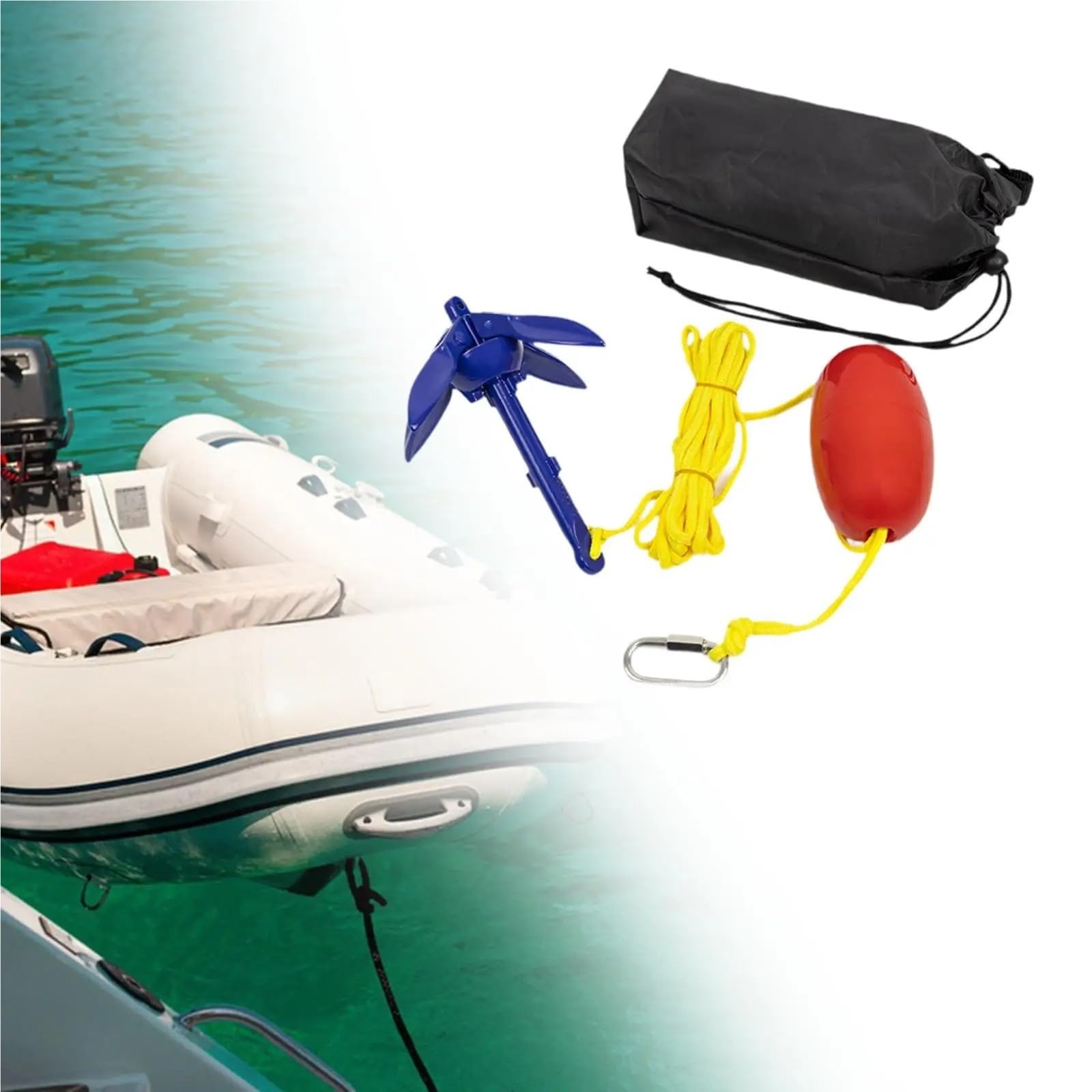 Soywim One Color Mooring Rope, Folding Grapnel Boat Anchor With 5M Rope Marine