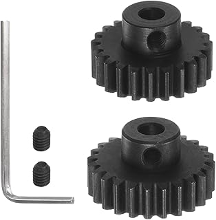 HARFINGTON Mod 1 M1 Pinion Motor Gear Set 2pcs 23T 24T Fit 5mm RC Motor Shaft M1 Pitch Gears for RC Car, with Hex Key