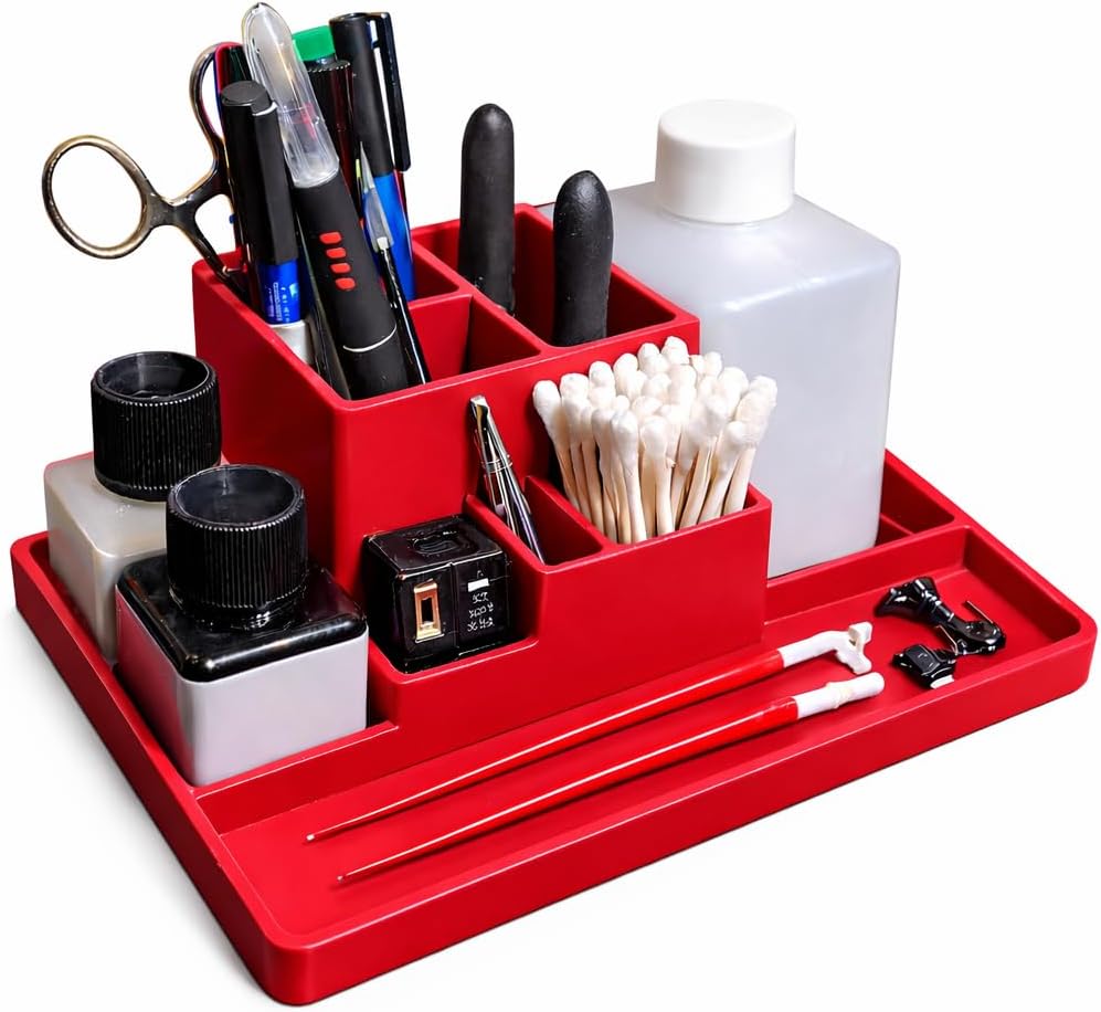 Tool Holder for Gunpla and Model Building, Desk Organizer for Miniatures and Warhammer Builders, Multiple Colors (Red)