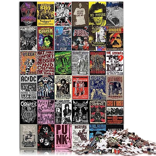 Vintage Collage Puzzle 1000 pièces pour Adultes Puzzle en Bois Excellent Cadeau pour Adultes 19,7 x 29,5 Pouces