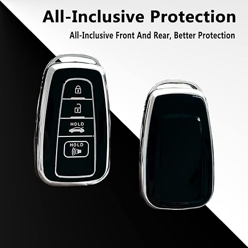 Miniatura 3 de Funda para llavero compatible con Toyota 2019-2024 Camry Rav4 Highlander Avalon C-Hr Prius Corolla Gt86 Prius Accesorios (negro)