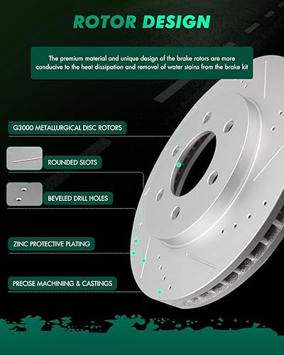 Miniatura 60 de SCITOO Juego de 2 frenos de freno ranurados traseros para Chrysler Town & Country, 08-16 para Dodge Grand Caravan, 09-13 para Dodge Journey, 12-15