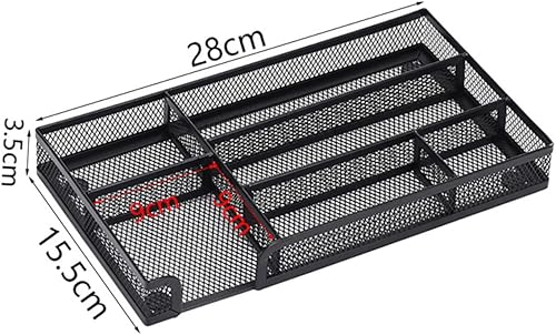 Miniatura 2 de Ciieeo Bandeja de almacenamiento de seis rejillas, divisores de plástico, tocador, tocador, tocador, organizador de cajones de malla negra, bandeja