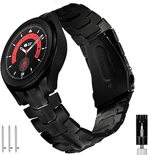 No Gap Bands Compatible with Samsung Galaxy watch 5 40 44mm /Watch 5 Pro/Galaxy Watch 4 Classic 46mm/Watch 4 40mm 44mm Band Solid Business Stainless Steel Metal Watch Wristband for Galaxy Men Women