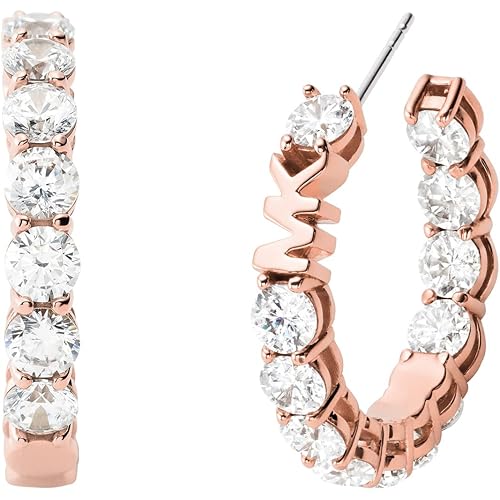 Michael Kors Women's Stainless Steel Small Hoop Huggie Earrings With Crystal Accents