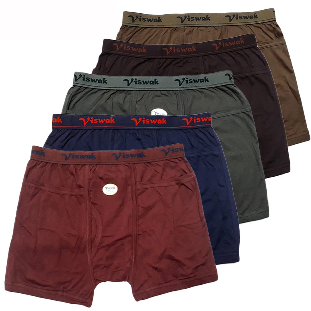 Viswak Mens Trunk Combo Pack of 5/Pure Cotton/with Pocket/Outer Elastic/Regular Fit-image-8