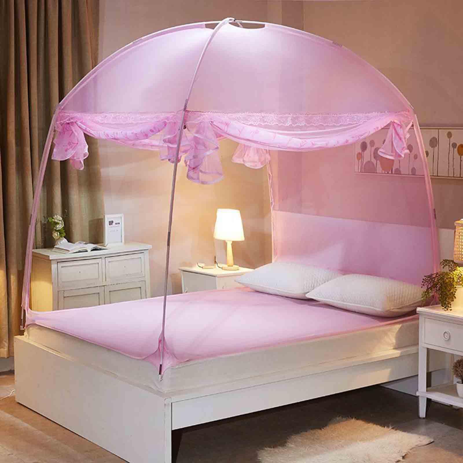 Mosquito Net Bed Tent With 360° Full Bottom And Fiberglass Bracket For