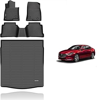 Floor Mats & Cargo Liner Custom for 2014 2015 2016 2017 2018 2019 2020 2021 Mazda 6 All Weather Protection TPE Floor Liners Front & Rear Row Full Set Mazda 6 Accessories Black