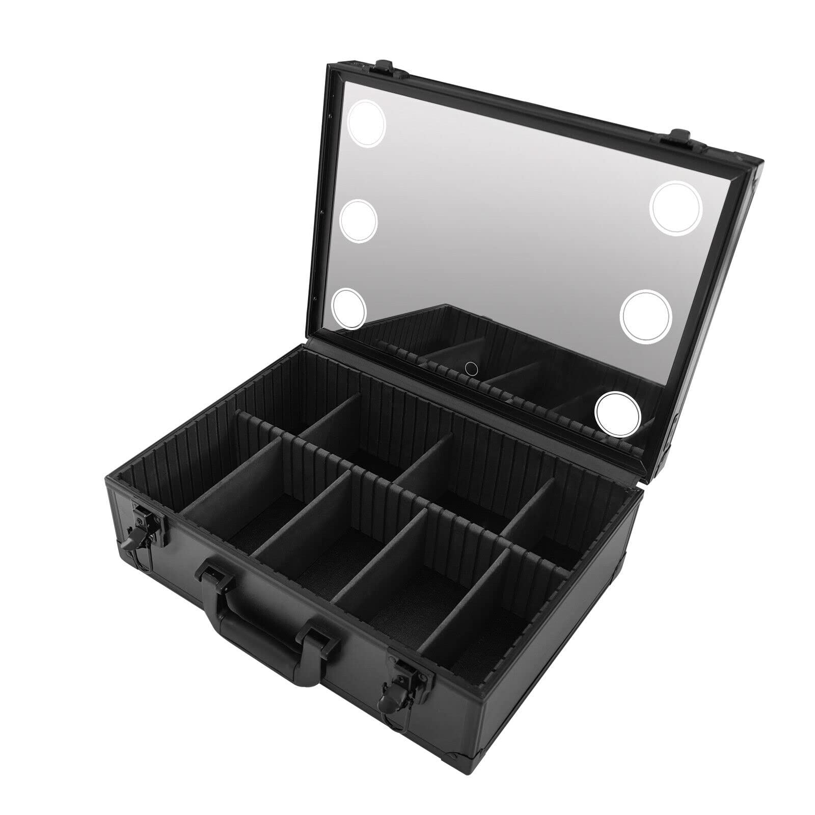 Kosmetik Aufbewahrungsbox Friseur Koffer Tasche Makeup Organizer Case mit 6 LED Lichtern und Spiegel Reise Kosmetik Organizer Tasche für die Aufbewahrung von Kosmetika, Schmuck