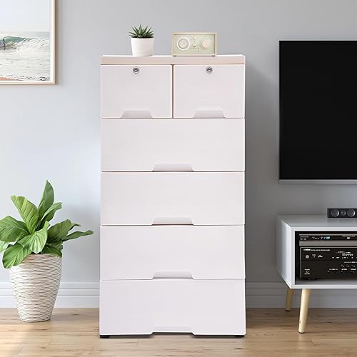 Cajones de plástico de 5 niveles, torre de almacenamiento vertical con 6 cajones, cajones apilables para armario, organizador alto con ruedas y disponible en Yaxa Costa Rica