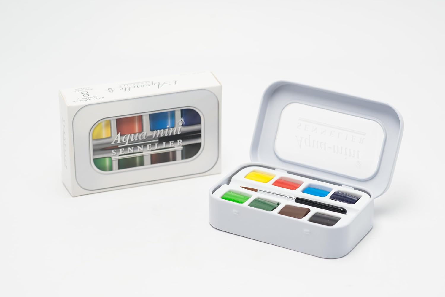 SENNELIER L'Aquarelle French Watercolor Paint, Aqua Mini Set of 8 Half Pans