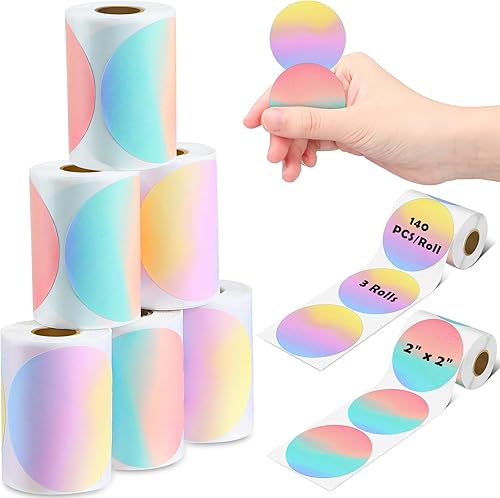 Fulmoon 6 rollos de etiquetas térmicas circulares de 2 pulgadas compatibles con M110s M220 M200 M120 M110 M221 calcomanías redondas para impresora