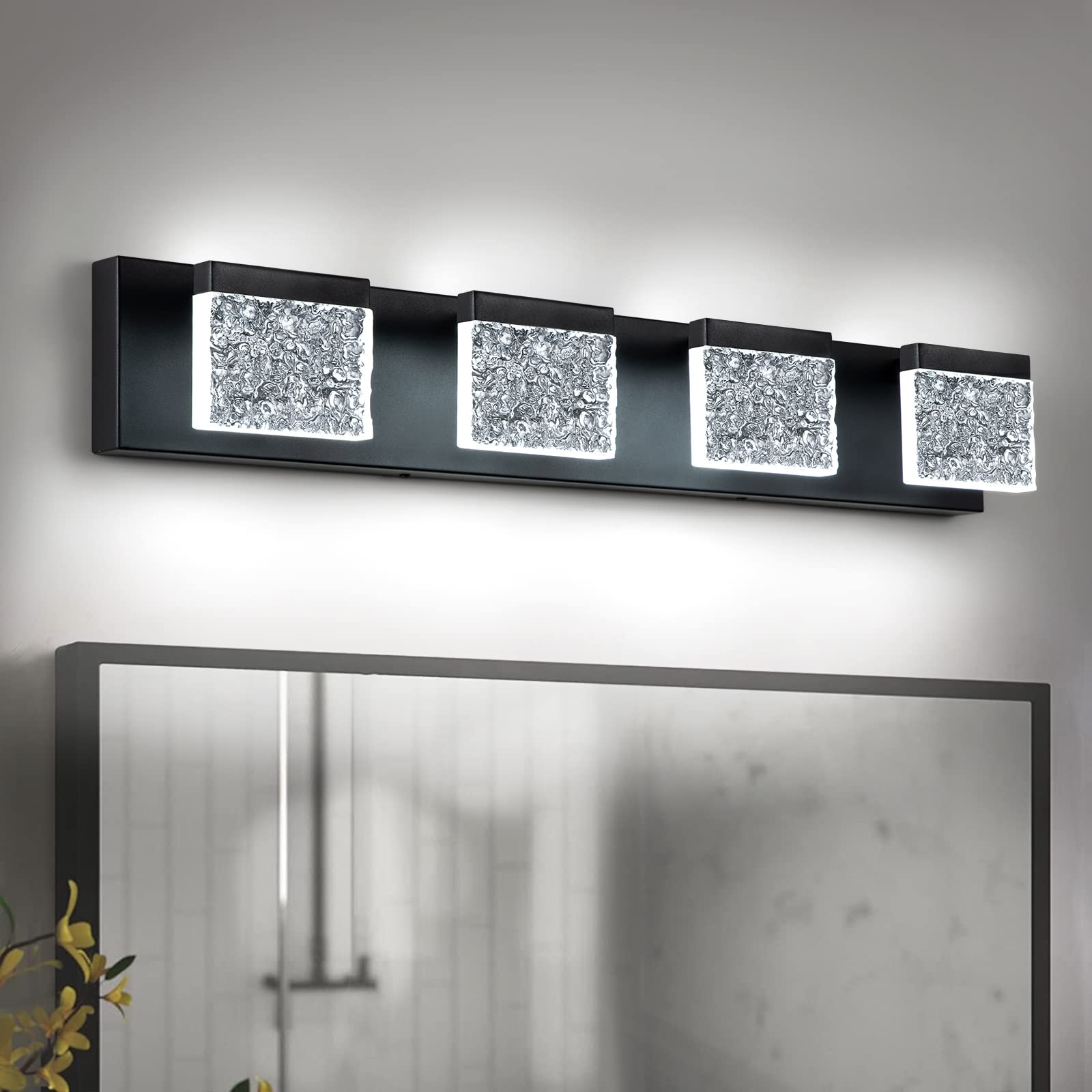 EDISLIVE 29.8in LED Dimmable Vanity Light Fixtures, Bathroom 4 Light LED Wall Lighting Modern Bathroom Wall Lights Over Mirror for Bath Living Room Bedroom 6000K