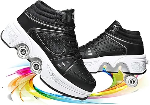 Patines multifuncionales Zapatos de Deformación Automáticos Zapatos de Patinaje Masculino y Femenino Zapatos de Patinaje 2 en 1 Patines de Polea