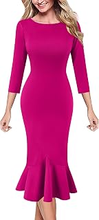 Womens Vintage Elegant Cocktail Party Bodycon Pencil Mermaid Midi Mid-Calf Dress