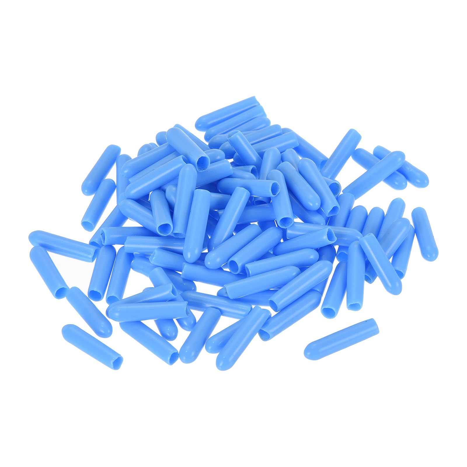 uxcell 100pcs Rubber End Caps 3mm ID Vinyl Round Tube Bolt Cap Cover Screw Thread Protectors Light Blue