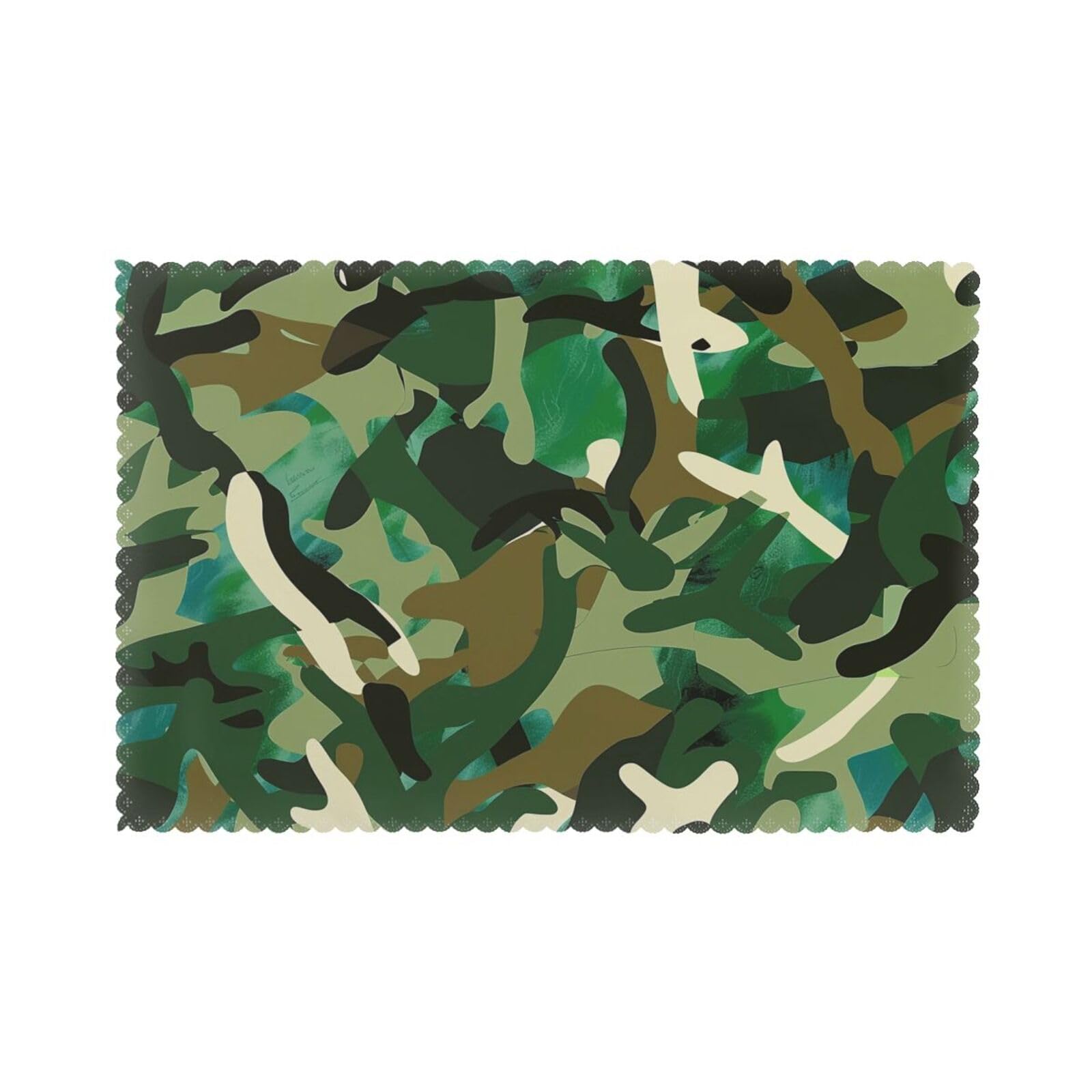 Abstract Camouflage Printed Placemat Heat Resistant Place Mats Set of 6 PCS Washable Kitchen Table Mats, 12x18 Inch