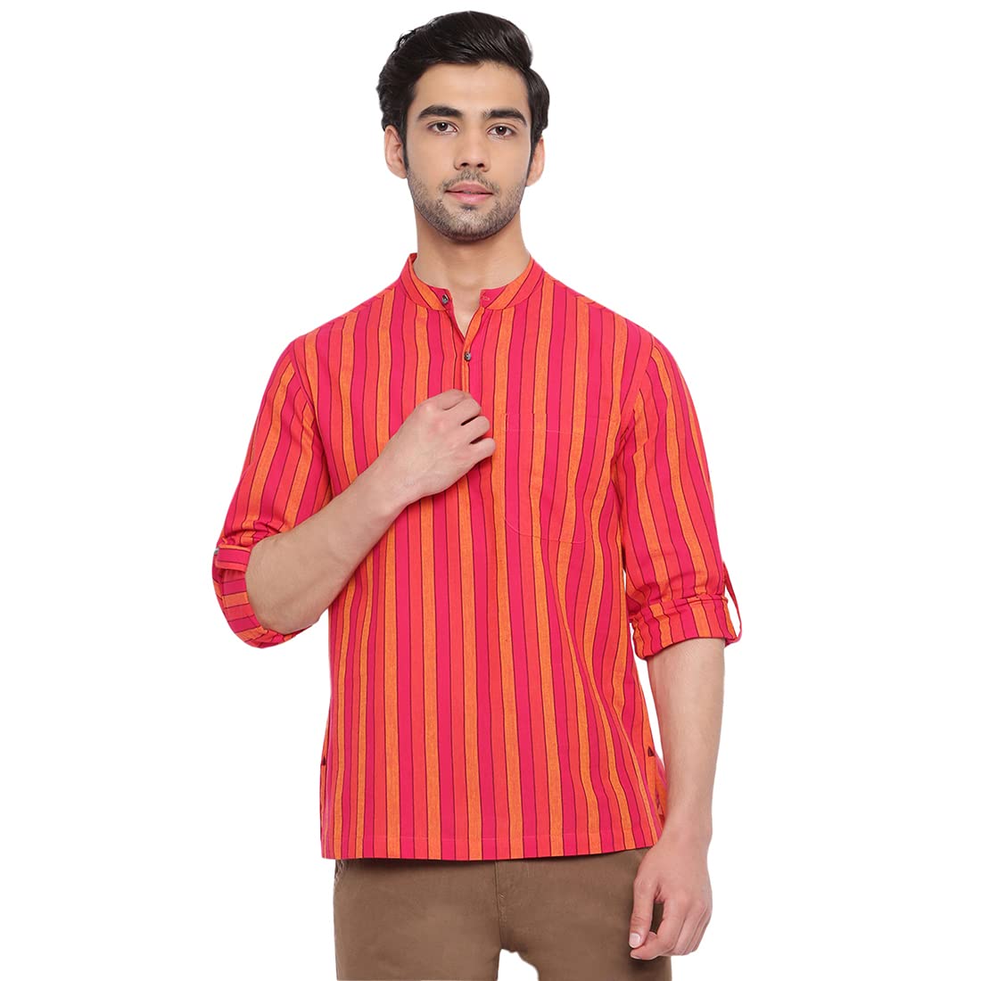 Fabindia Men Men Cotton Striped Mid Placket Shirt