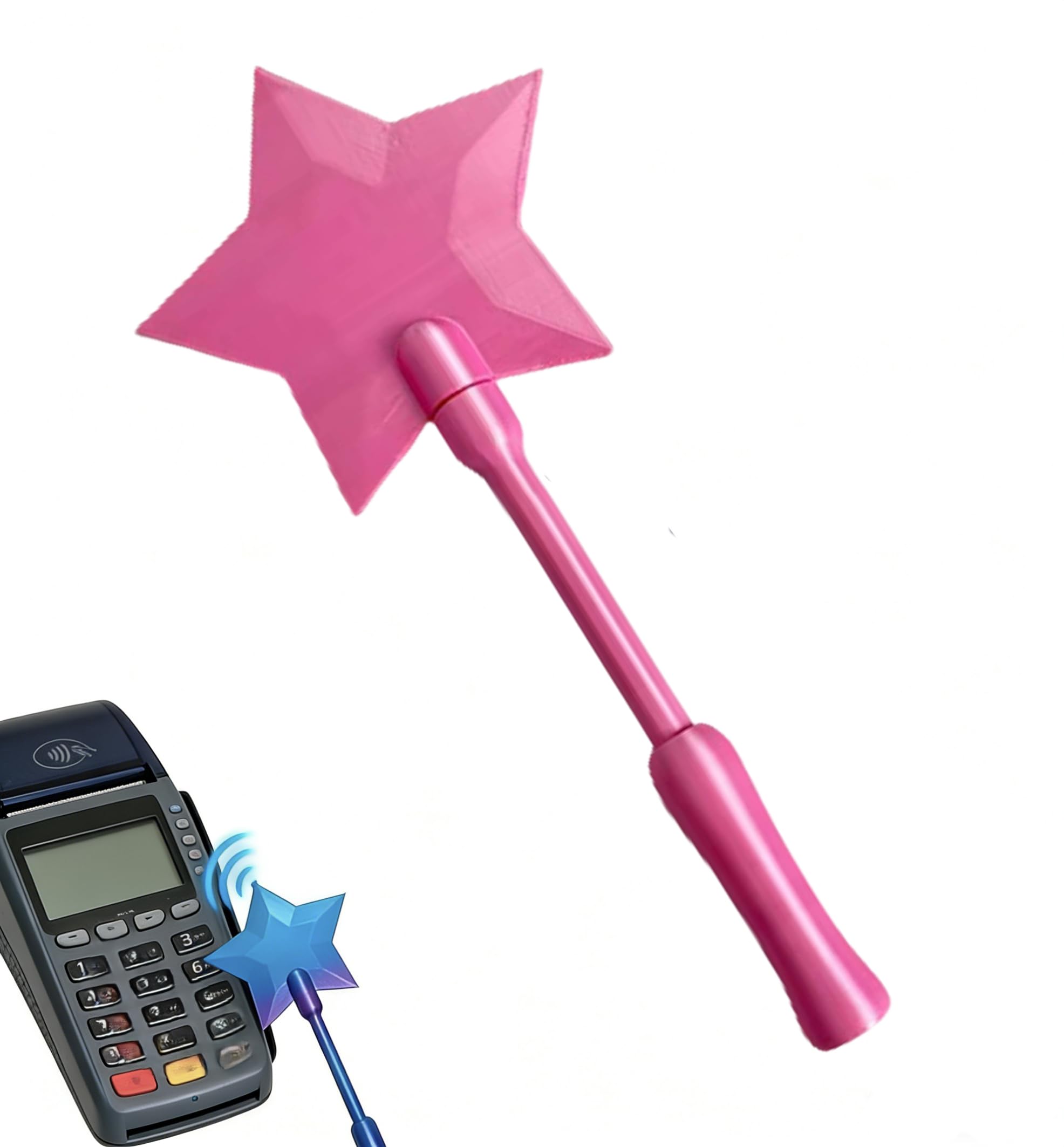 3D Printed Fairy Card Wand, Taps to Pays Magic Wands, Star Wand Credit Card Holder (Pink Star)