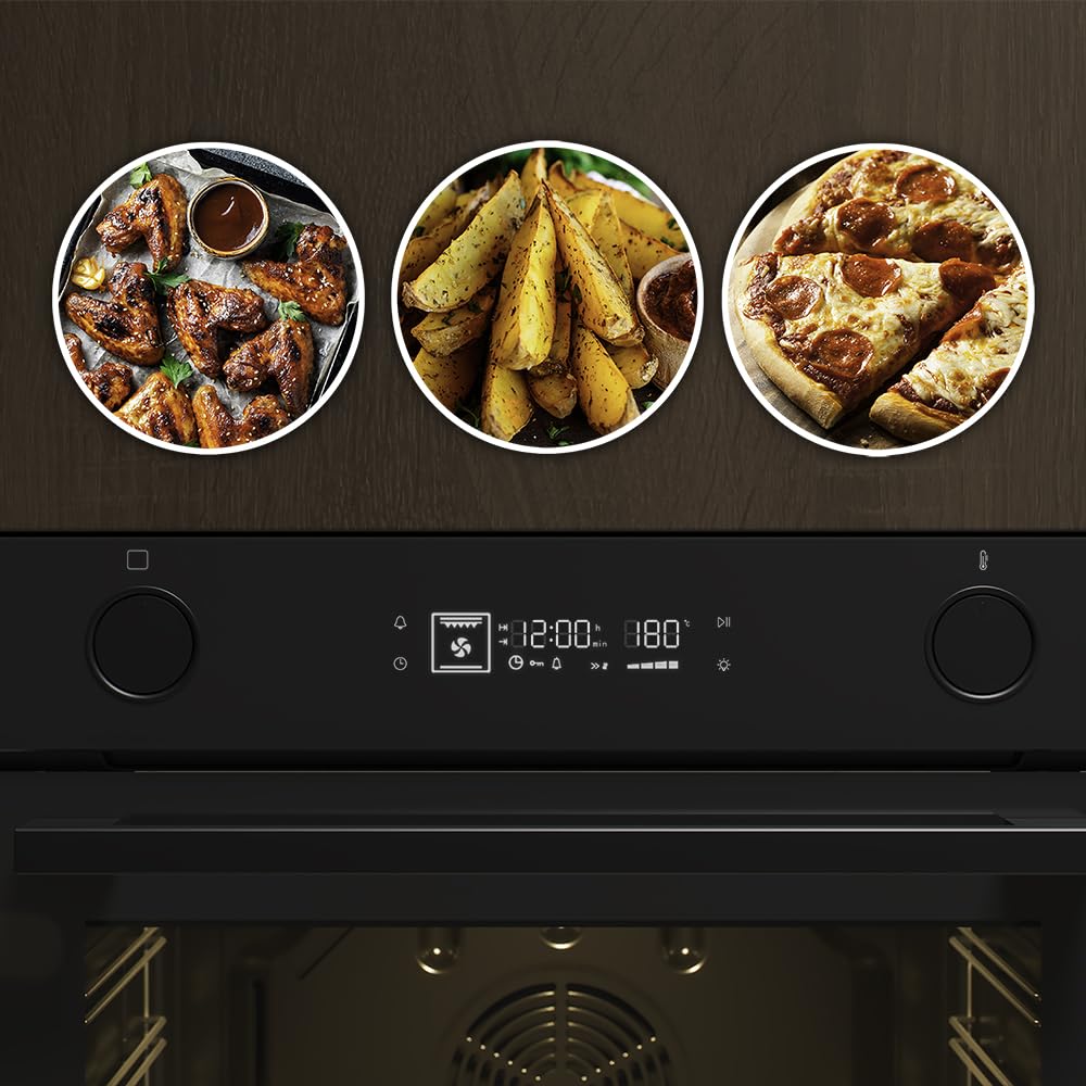 Cecotec Forno Multifunzione da Incasso - Air Fryer Bolero Hexa Af326000 Glass Black A. 2800W, 73L, 12 Funzioni, Basso Consumo, Steam Base XXL, Steam Assist, Steam Easyclean, Pizza Master, Modalità Eco