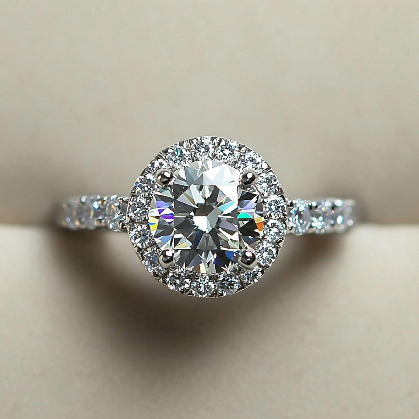 Anillo de compromiso de oro auténtico con moissanite de 1,5 ct, oro blanco, alianzas de oro para mujer