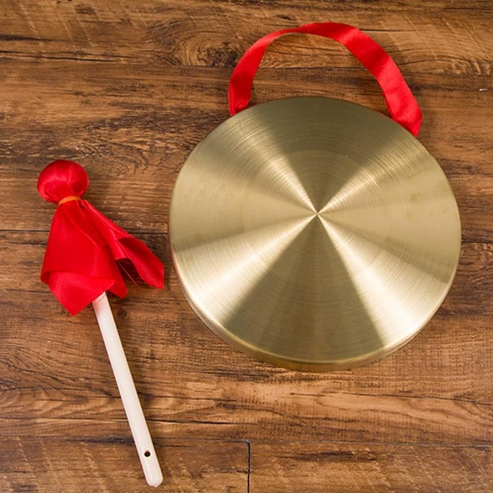 Gong avec Maillet 36 Cm Tam Tam Gong avec Marteau De Jeu Instrument De Percussion Traditionnel Chinois en Cuivre Décoratif pour Le Bureau À Domicile