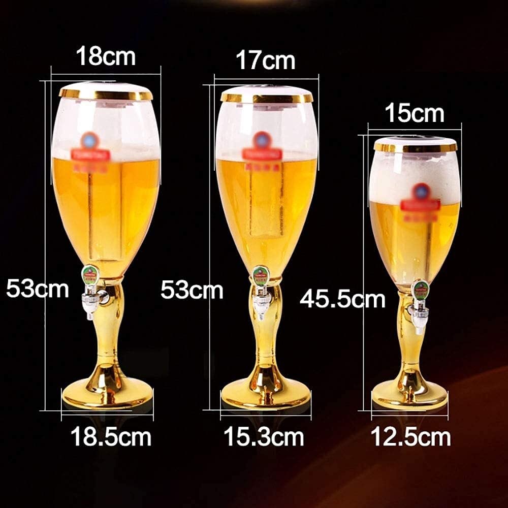 Dispensador de cerveza Dispensador de bebidas Dispensador de cerveza Dispensador de torre de cerveza Barril de cerveza Kegerator Perfecto para fiestas y días de juego para fiestas (Oro 3L)