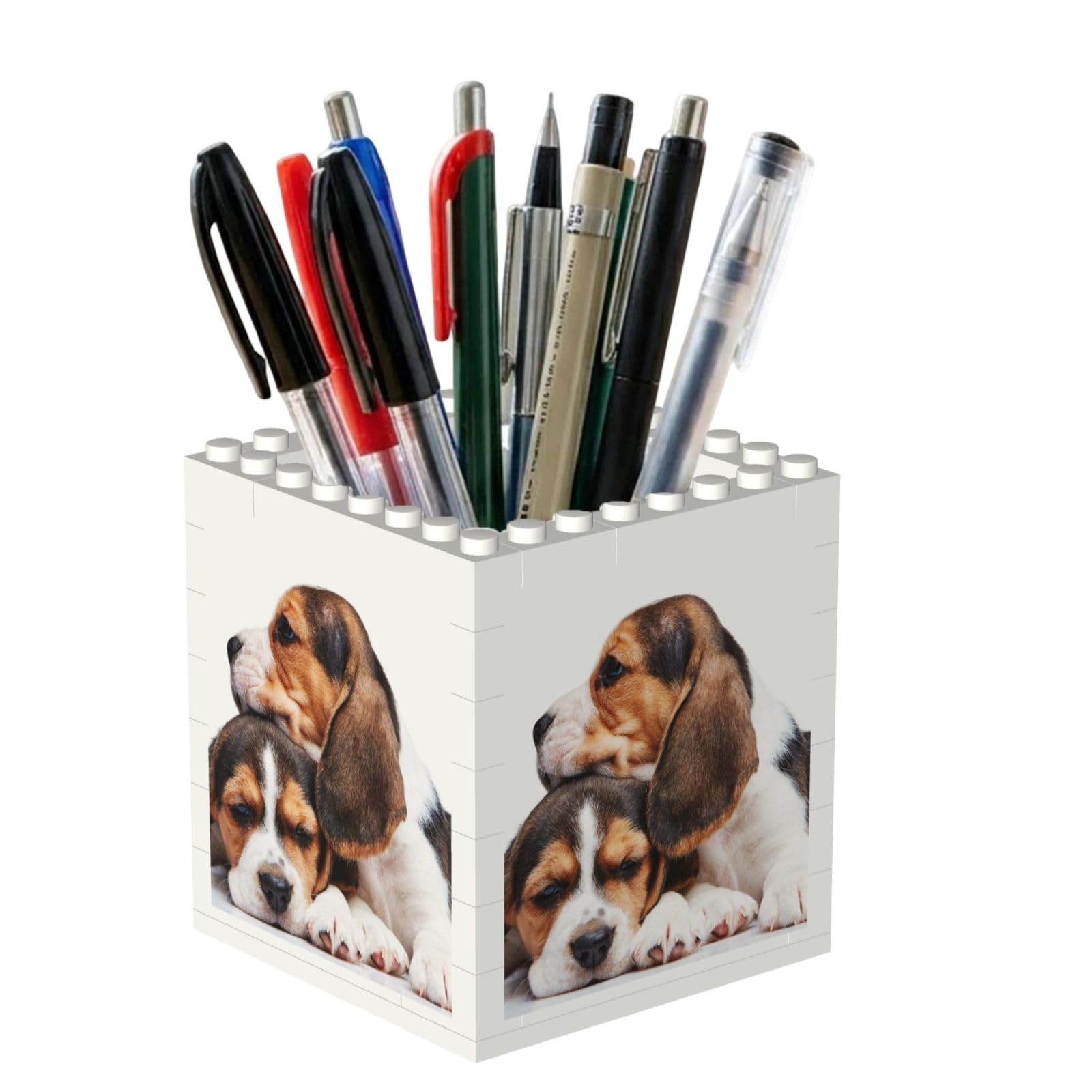 Poadnly Cute Pets Beagle Puppies Dogs, Pen Pot Pencil Holder for Office Home School, Compact Desk Organiser for Office Stationery