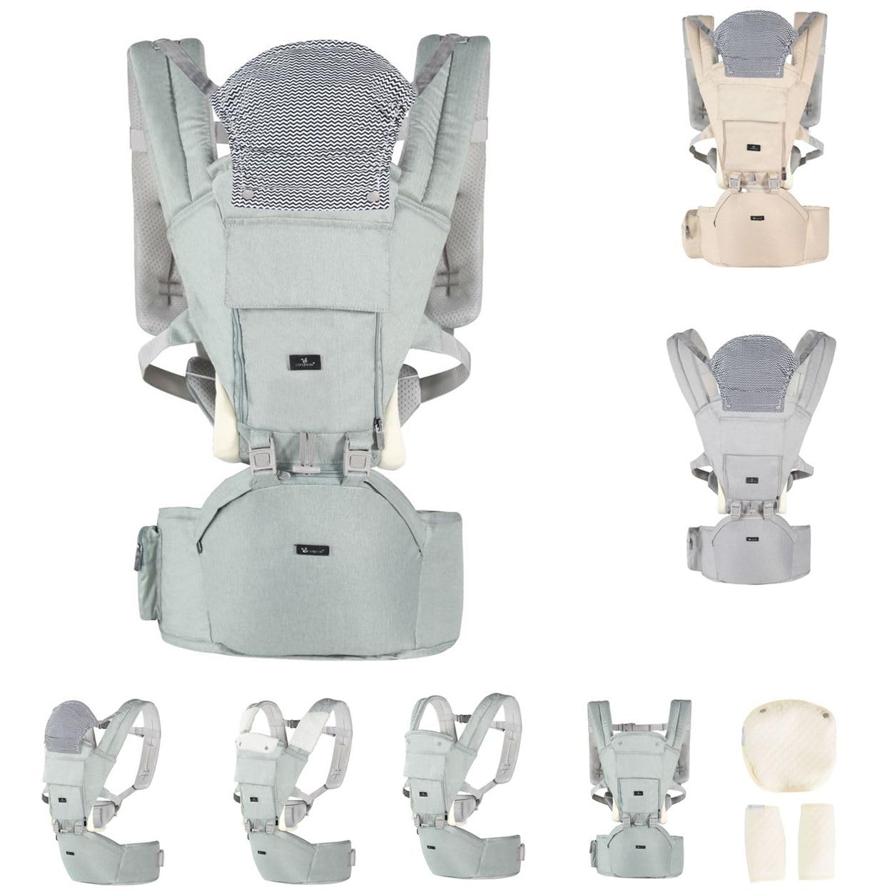 Cangaroo, Porte-bébé Ivy ventral et dorsal Ceinture réglable à partir de 5 mois, coloris:verdoyant