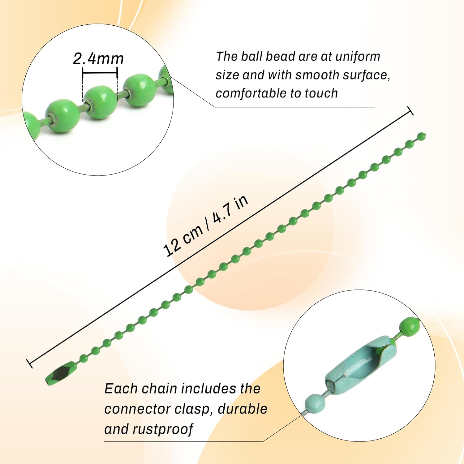 240pcs Ball Chain Keychain 120 mm - Ball Chain Connectors 2.4 mm Diameter Dog Tag Chains, Keychains,Jewelry Making Supplies(10 Colors) - Image 3