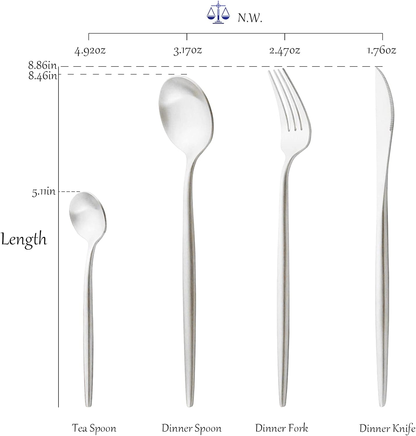 16-Piece Silver Flatware Silverware Set, 18/10 Heavy Duty Stainless Steel Flatware Service for 4, Cutlery Include Knife/Fork/Spoon/Coffee Spoon, Satin Finished, Dishwasher Safety