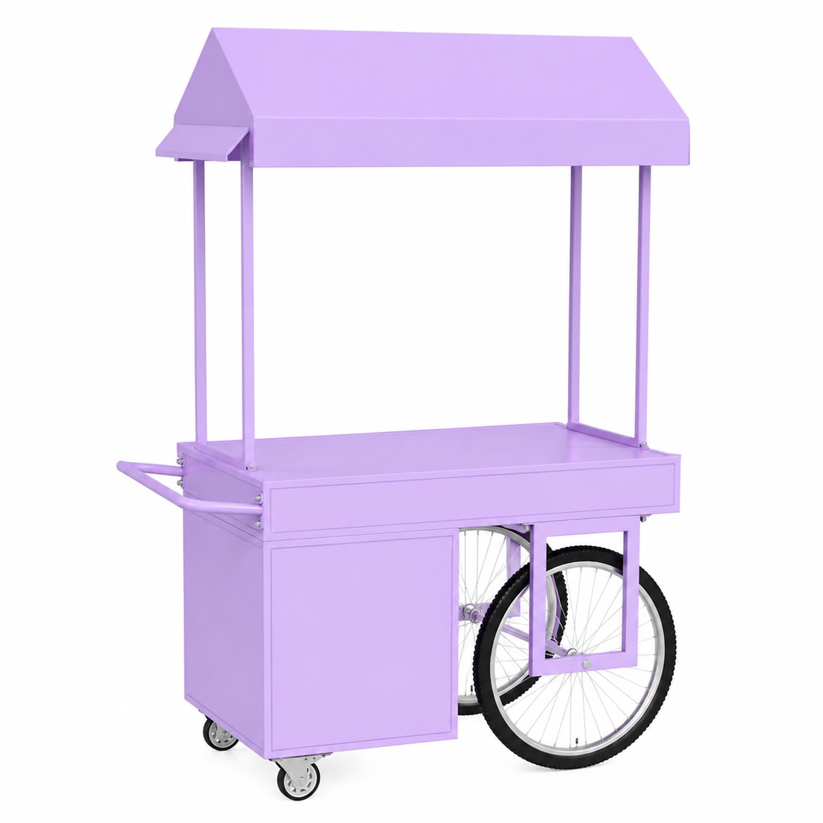 Portable Mobile Dining Cart with Canopy And Storage Box, Sturdy Metal Frame, for Snacks, Coffee, Desserts, Load 500kg/1100lbs(Purple,140cm/55in)