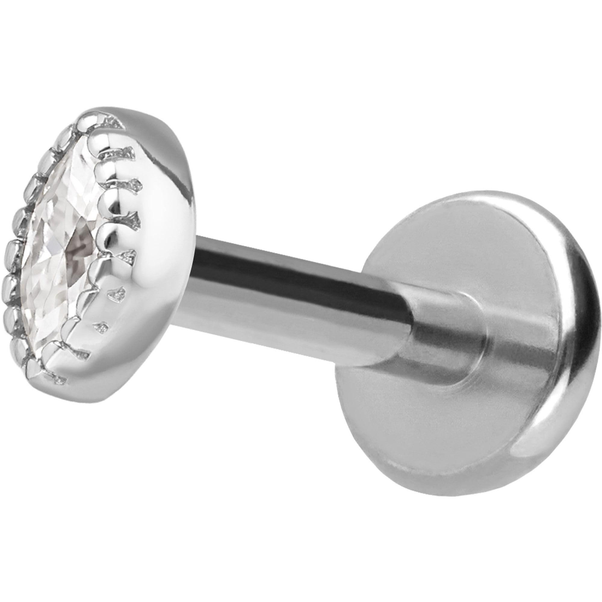PIERCINGLINE Piercing Stecker Titan Labret mit Innengewinde + 925er Silber Aufsatz MOISSANIT-OVAL - Goldfarben, Silberfarben
