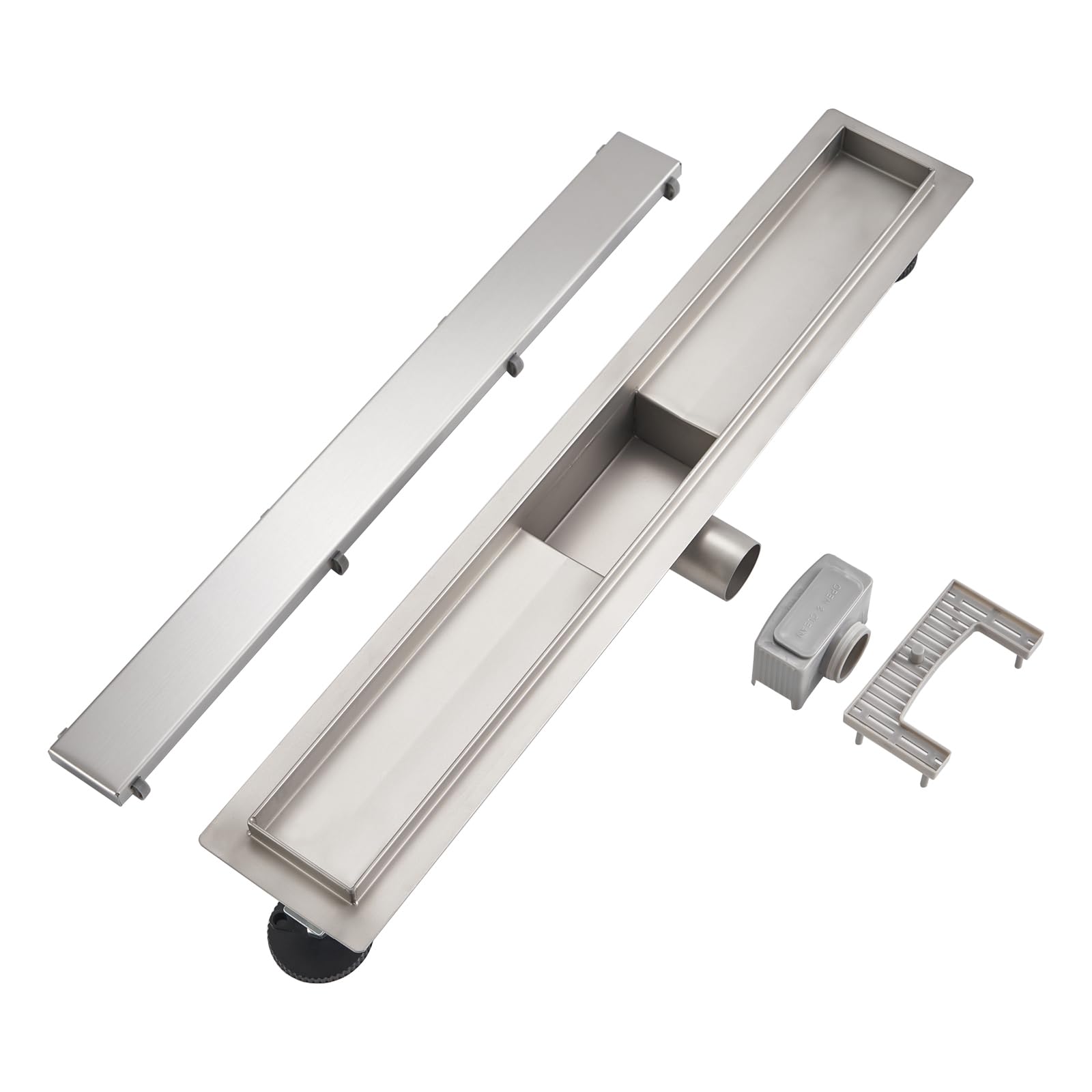 Caniveau Douche 2 en 1 de 60cm, Acier Inoxydable Chromé, Drain Douche Italienne avec Siphon et Filtre