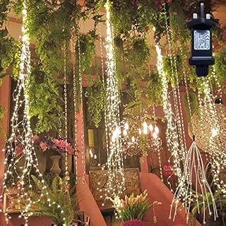 Gresonic Waterfall Fairy Lights,20 Strands 400LED Plug in Copper Wire Branch Decorative Vines String Lights,Waterproof IP44 Starry Twinkle Micro LED for Garden Wedding Christmas Tree