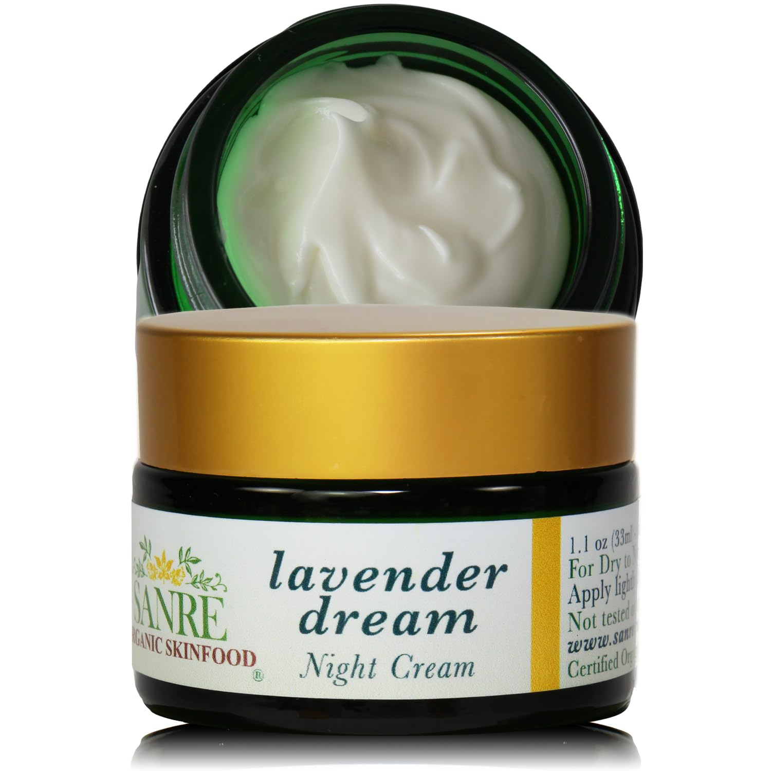 SanRe Organic Skinfood - Lavender Dream - 100% USDA Organic Lavender and Calendula Night Cream For Dry to Normal Skin